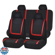 FH Group Car Seat Covers Full Set Cloth - Universal Fit Automotive Seat Cover