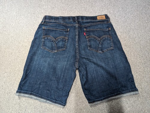LEVI'S 525 Perfect Waist Women's Classic Dark Wash Denim Jeans Shorts 14 - Picture 2 of 14