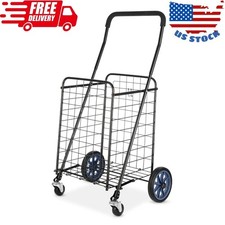Metal Rolling Utility Shopping Cart with Foldable Design