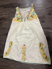 Twenty One Embroidered Sleeveless Dress Ivory Floral V Neck Sundress M