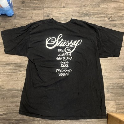Stussy World Tour Men's Black Short Sleeved T-Shirt Tee Size XL | eBay