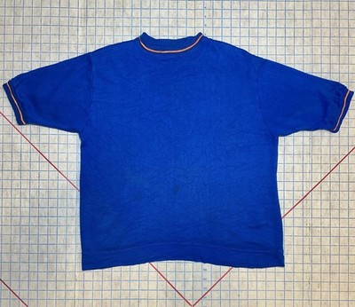 Vintage Mayo Spruce Short Sleeve Sweatshirt Large Acrylic Ringer Fully Fashioned