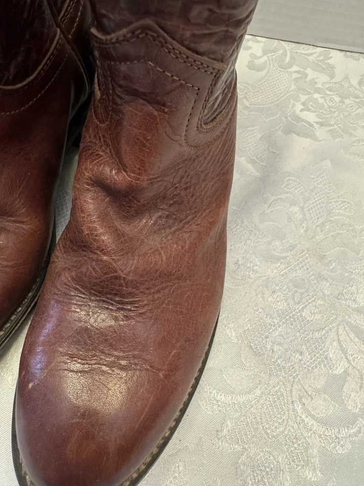 Botas de Vaquero Justin Junior Niños Talla 2D Redwood Roper Cuero Western Vintage Foto 4 de 4