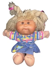 1995 Mattel Cabbage Patch Kid Girl Doll 15” Blonde Yarn Hair Original Outfit CPK