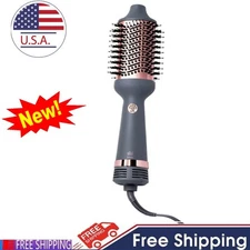 2-IN-1 Hot Air Hair Dryer Brush Volumizer Negative Ion Curling & Straightening