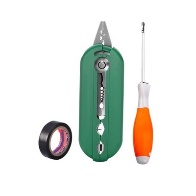 Industrial Wire Stripper Crimper Tool Includes Screwdriver And Electrician Tape