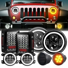New 7 For 07-18 Jeep Wrangler Jk Led Headlights Fog Lights Turn Tail Lamp Combo
