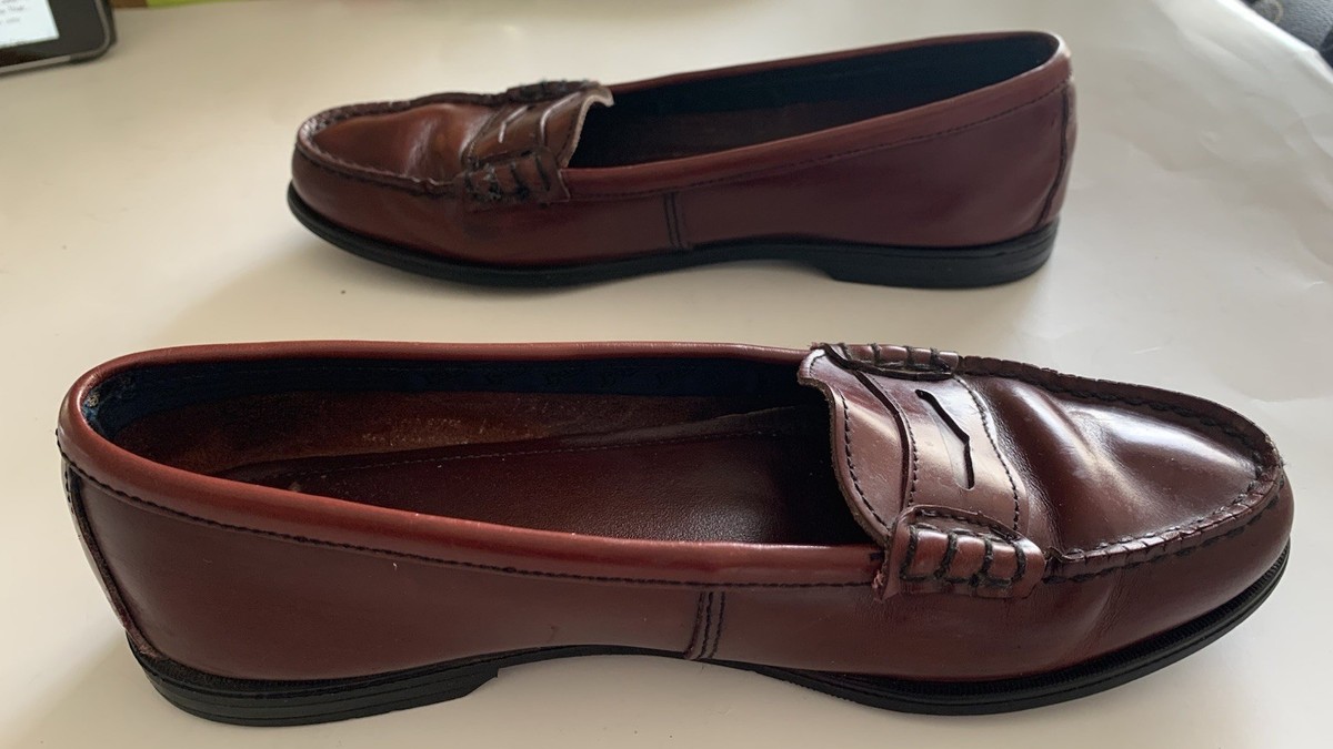 Vintage 90s GH Bass Orginal Maroon Burgundy Penny Loafers 1990s 9M G.H. BASS & CO. Bradford Burgundy Red Leather Penny Loafer  main image 2