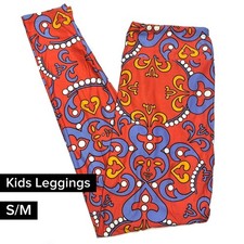 LuLaRoe SM Small Medium Kids Leggings NWT Coral Background Abstract NEW