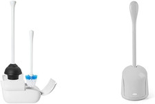 Image of Good Grips Set Toilet Brush & Plunger Combo, White and Good Grips Compact Toilet