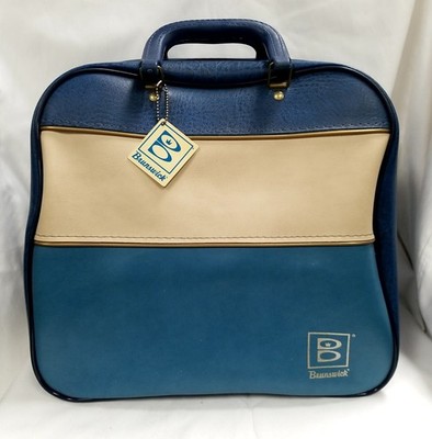 Brunswick Retro Blue Bowling Bag Single Ball Vintage Top Carry Vinyl
