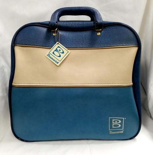 Brunswick Retro Blue Bowling Bag Single Ball Vintage Top Carry Vinyl