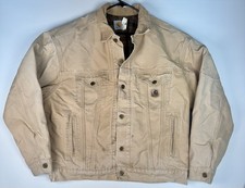 VTG Carhartt J10 WET 1198 Wheat Blanket Lined Jacket USA Made Workwear Mens L