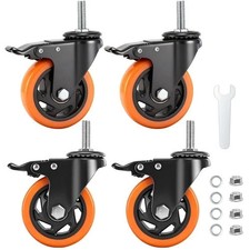 4 Inch HeavyDuty CasterWheelsSet of4,2200Lbs ThreadedStem LockingCaster FREESHIP