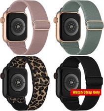 4-Pack of Elastic Stretchy Nylon Bands Compatible with Apple Watch 38mm 40mm 41m