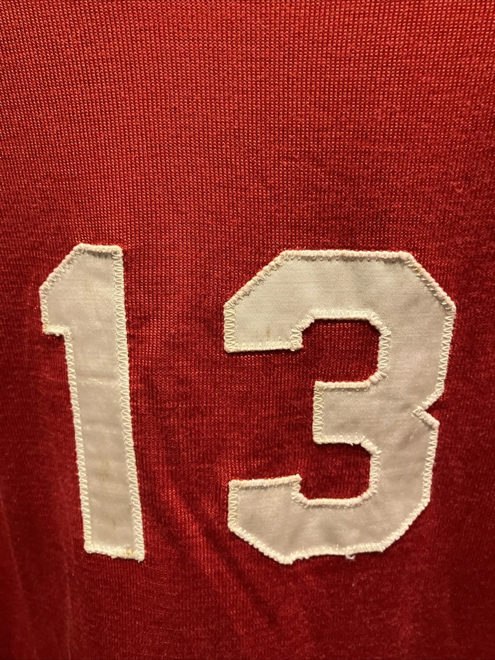 Camiseta de béisbol vintage de los años 50 Rawlings Rayon #13 baloncesto 40 pequeña/mediana 19,5x28 EE. UU. Foto 3 de 4