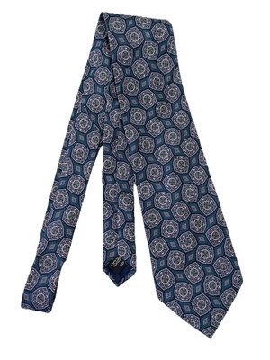 DUNHILL Men s Silk Classic Tie In Navy Blue W A Baroque Pattern EXCELLENT CON