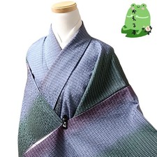 Rare Kimono Purple Green Pattern Washable Synthetic Fiber Used Japan