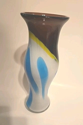 Large Abstract Murano Art Glass Vase - w/ Murano Sticker Intact