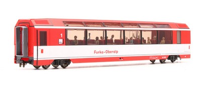 Bemo gebrauchter Panorama Reisezugwagen FO AS 4026 mit Fahrgästen