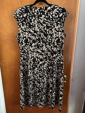 Chaps Black Beige Floral Sleeveless A-Line Dress Knee Length Size XL