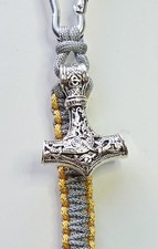 Lanyard Viking Thor's Hammer Handmade Keychain Paracord Beads Lanyard 9in