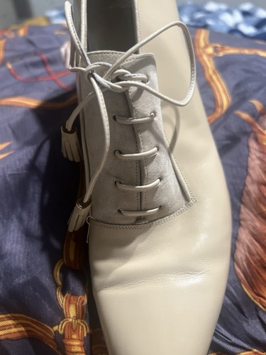 Ferragamo Beige Leather Lace-Up Booties. 9 AA Narrow, excellent condition - Picture 9 of 13