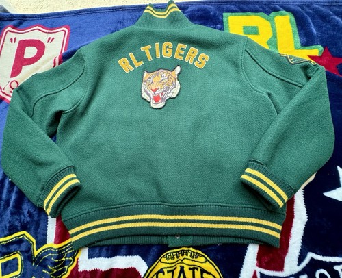 Chaqueta Polo Ralph Lauren Para Hombre RL Tigers '67 Letterman - Hombres XL - Verde - Imagen 14 de 15