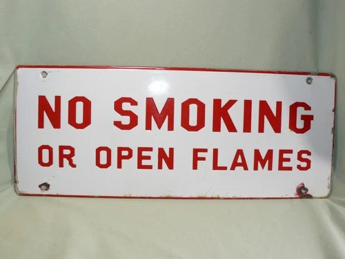 Vintage Enamel Gas Station No Smoking Sign