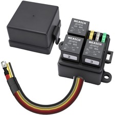 12V 3 Way Pre-Wired Fuse Relay Box, 4-Pin 80A Relay Block and Kit, 3 Relays a...