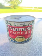 Vintage 1 lb EVERFRESH Coffee Tin Can,  Key Full Sealed Koenig Cincinnati RARE!