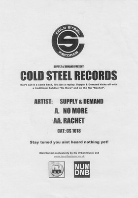 Supply & Demand - No More / Rachet, 12'', (Vinyl)