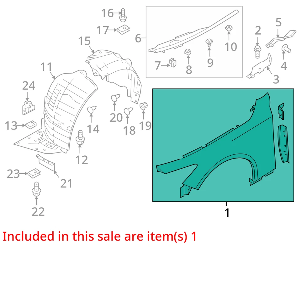 17 18 19 20 21 22 INFINITI Q60 Fender Right - Image 3 of 4