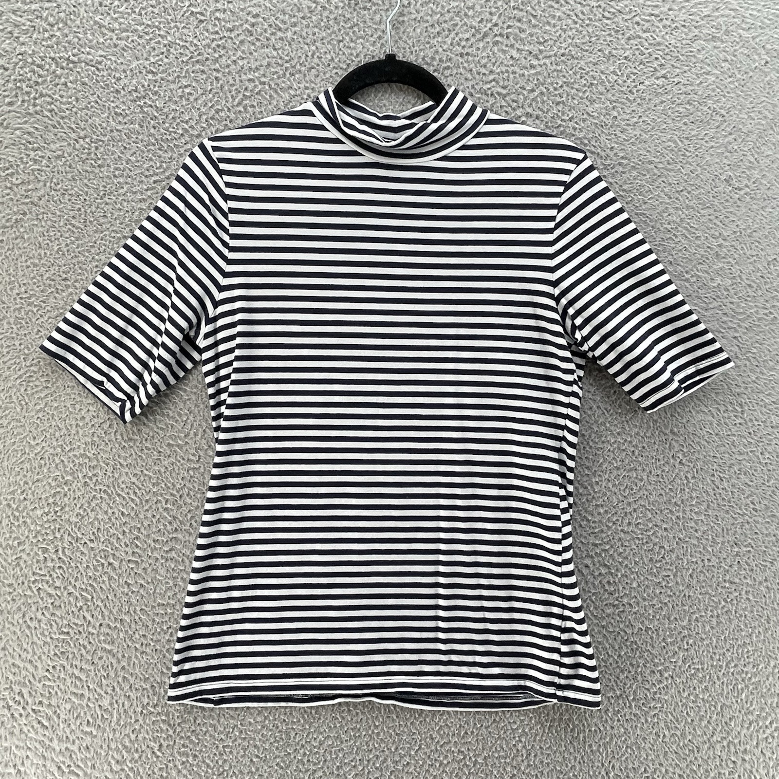 Gap Top Women Medium White Blue Striped Stretch Extensible Essential Comfort