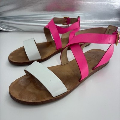 Kate Spade women s 9.5 gladiator sandals pink white ankle strap shoes leather