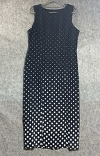 Vintage Dress Women 14 Blue Polka Dot Sleeveless Maxi Classic Retro 90s USA *