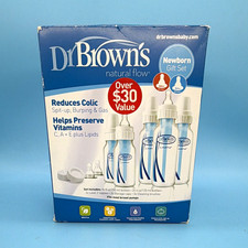 Dr Brown's Natural Flow Newborn Gift Set Blue Baby Bottles Open Box New Unused