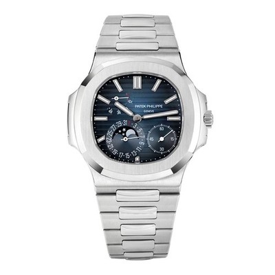 Patek Philippe Nautilus Watch 40MM Blue Index Hour Markers Dial Stainless Steel