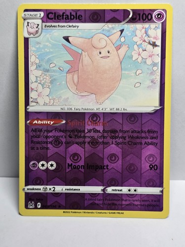 Clefable 63/196 Pokemon Card Lost Origin Rare 100 HP Rev Holo Near Mint AJ