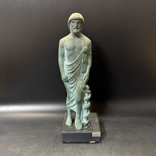Bronze Asclepius Ancient Greek God of Medicine Healing Statue 9.75in Tall