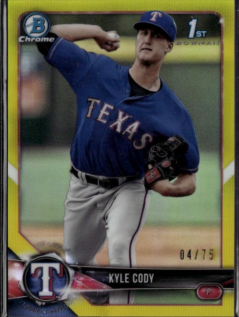 2018 Bowman #BCP62 Kyle Cody Chrome Prospects Canary Yellow Refractor #/75 L4