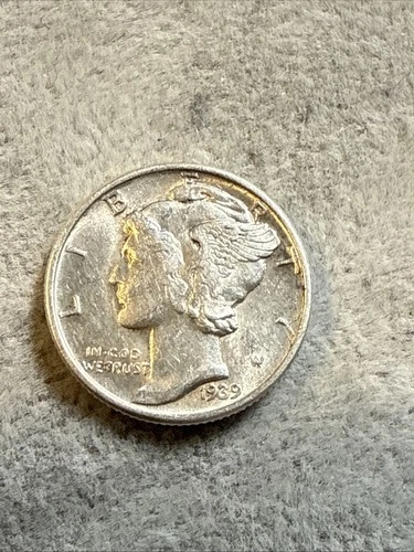 1939 Mercury Dime 90% Silver AU Almost Uncirculated Nice Coin See Pics 7743