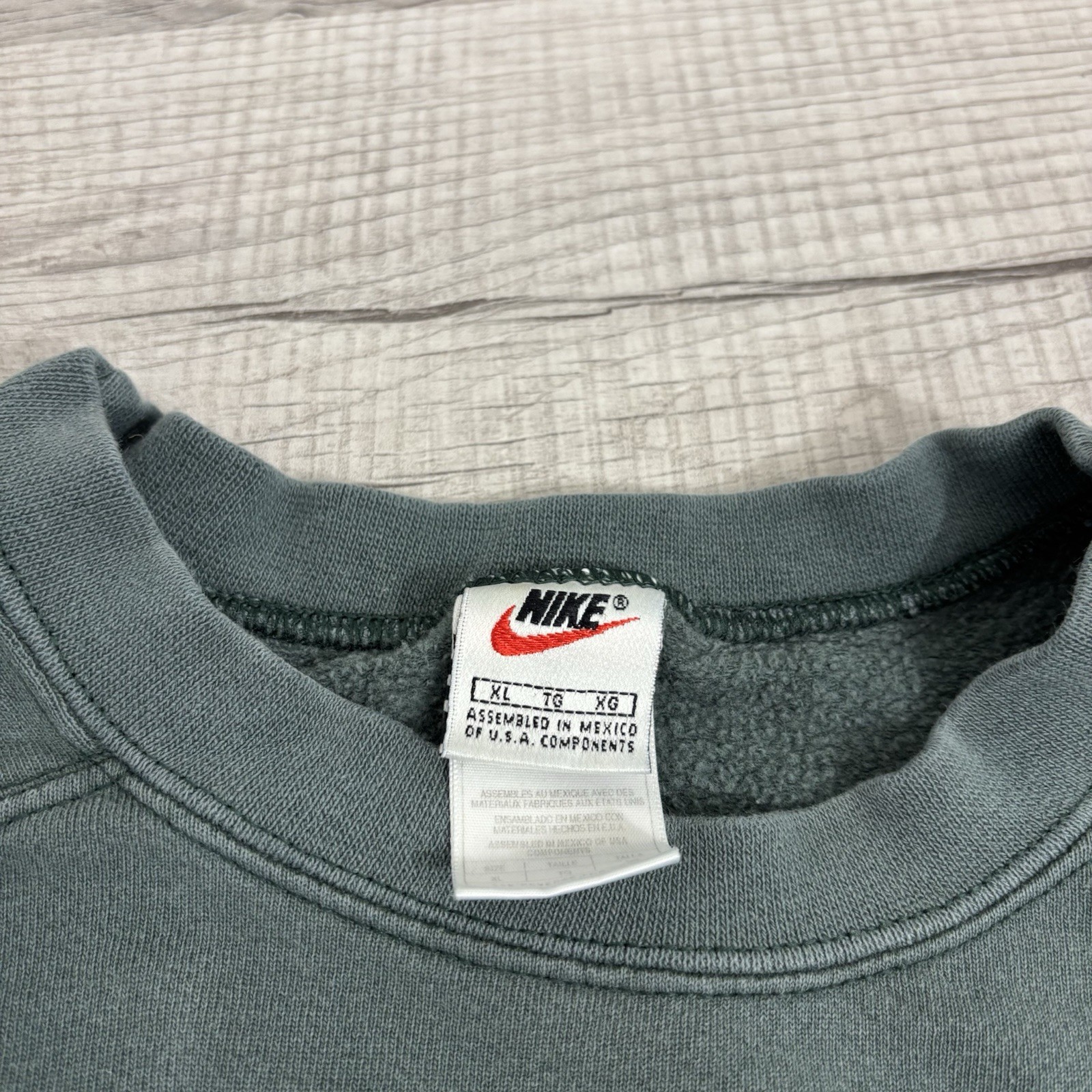 Y2K 2000s Nike Solid Green Pullover Crewneck Bagg… - image 5