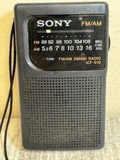 Sony ICF-S10 Compact Portable Pocket AM/FM 2-Band Radio Black Tested