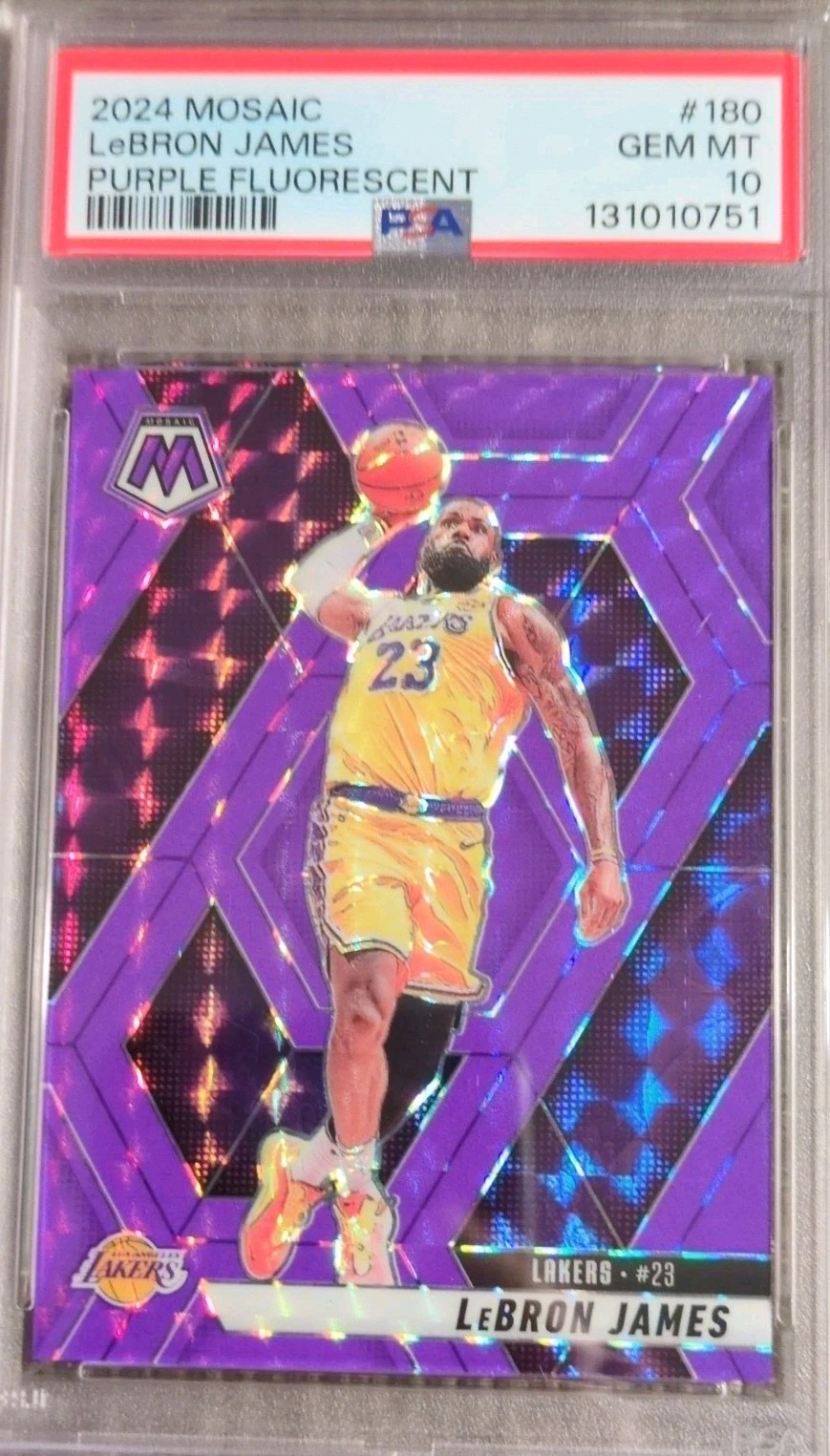 2024-25 Panini Mosaic - LeBron James #180 Fluorescent Purple Mosaic Prizm /249