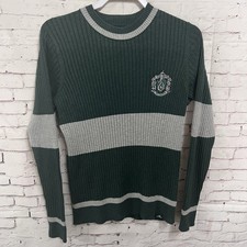 Wizarding World Harry Potter Slytherin Ribbed Knit Quidditch Sweater Small Crew