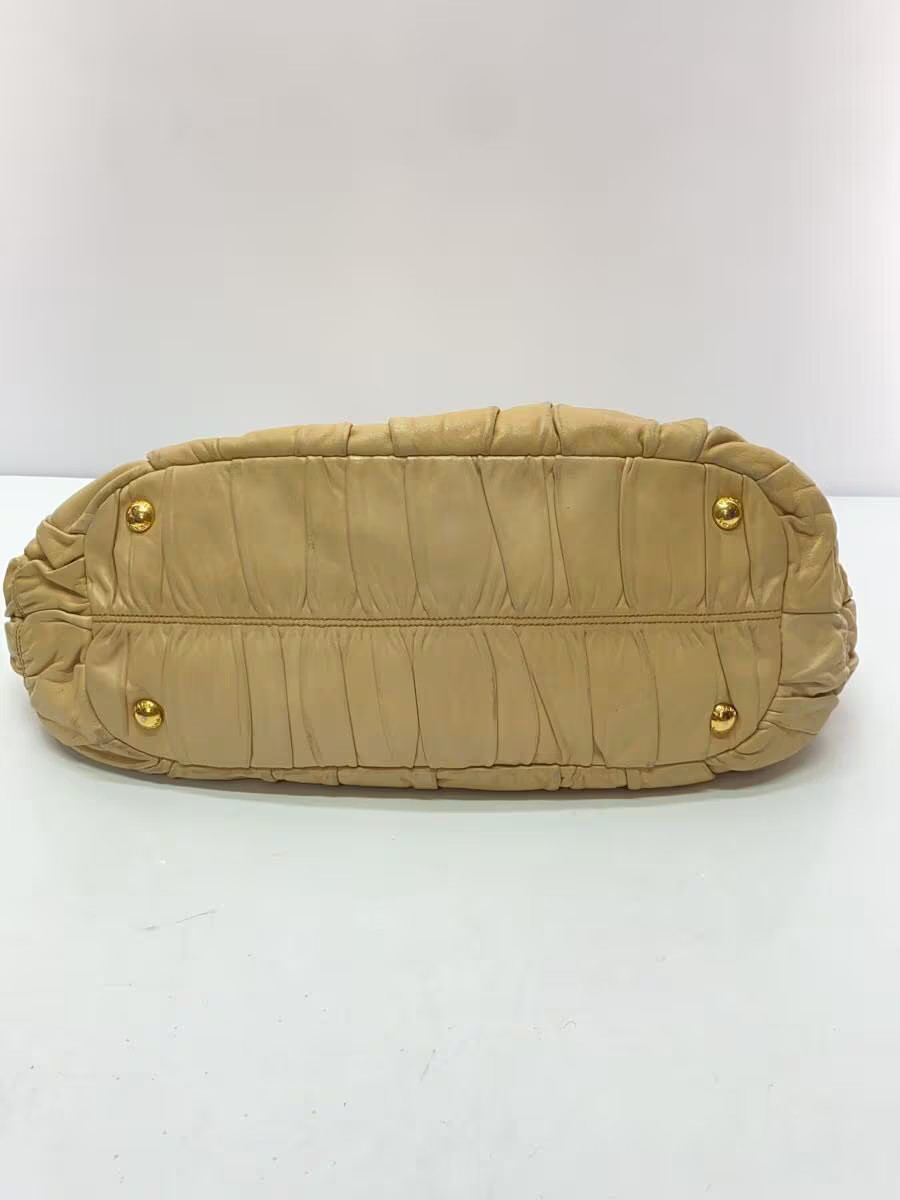 PRADA Handbag Leather BEG Solid Authentic Rare Ex… - image 4