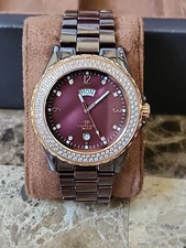 Vintage ONISS PARIS Watch ON6200 Ceramic Rose Gold Tone 124 Crystals 