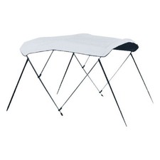 6' L x 91 6' L x 91"-96" W White Vinyl 3-Bow Bimini Canvas with Storage
