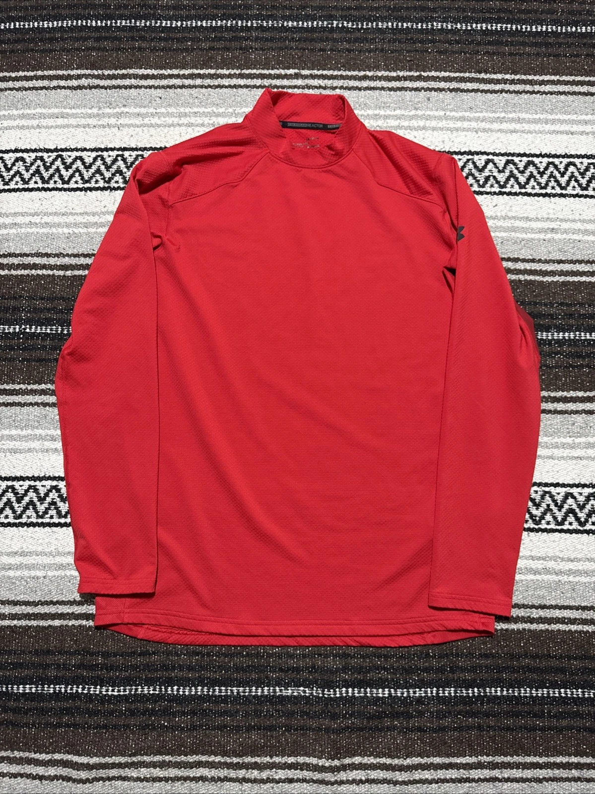 Under Armour ColdGear Reactor Fitted Mock Shirt Mens Large Red Training